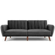 Bostin Life Sofa Bed Lounge 3 Seater Futon Couch Recline Chair Wooden Velvet Grey Dropshipzone