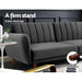 Bostin Life Sofa Bed Lounge 3 Seater Futon Couch Recline Chair Wooden Velvet Grey Dropshipzone