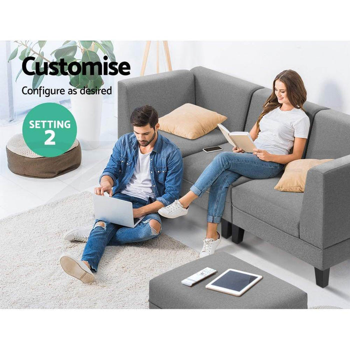 Bostin Life 4 Seater Sofa Set Bed Modular Lounge Chair Chaise Suite Fabric Dropshipzone