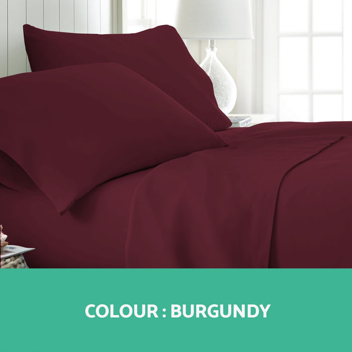 Bostin Life Giselle Bedding Double Burgundy 4Pcs Bed Sheet Set Pillowcase Flat Dropshipzone