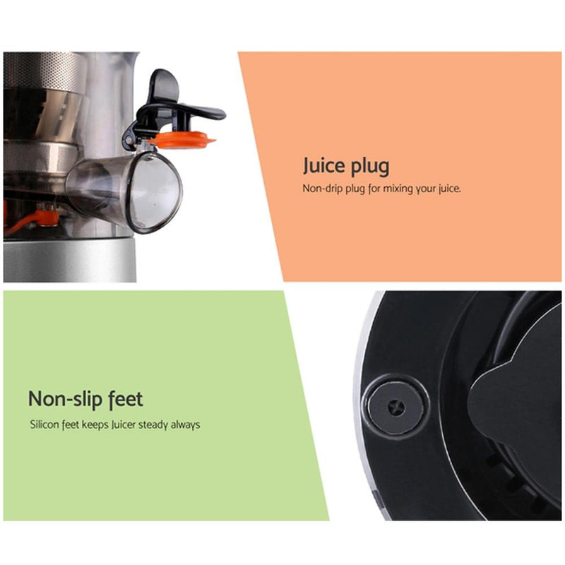 Bostin Life Devanti Cold Press Slow Juicer Silver Dropshipzone