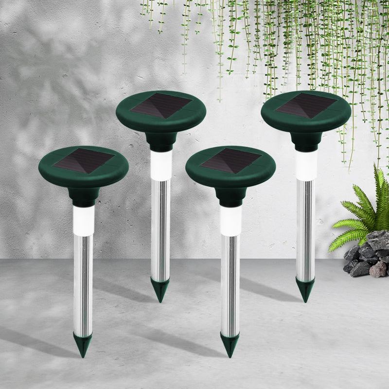 4 x Solar LED Multi Pulse Ultrasonic Snake Pest Rodent Repeller