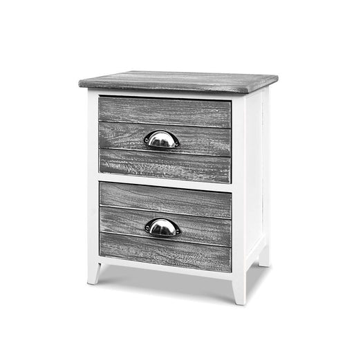 Bostin Life Artiss 2X Bedside Table Nightstands 2 Drawers Storage Cabinet Bedroom Side Grey
