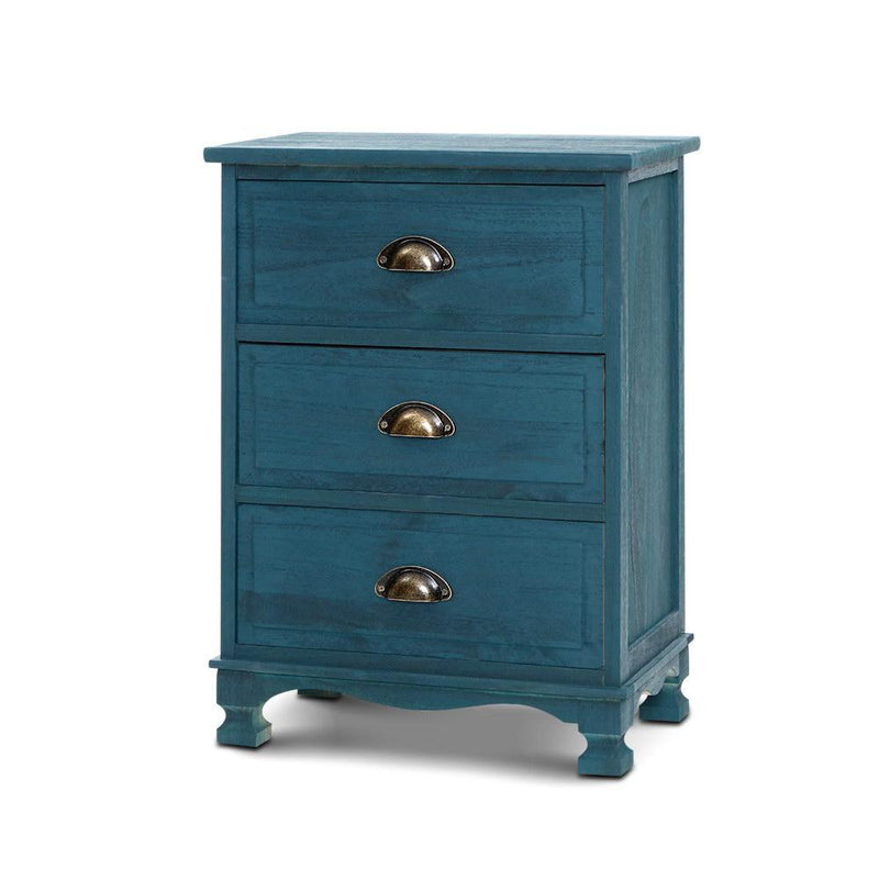 Bostin Life Artiss Bedside Tables Drawers Side Table Cabinet Vintage Blue Storage Nightstand