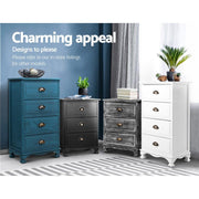 Bostin Life Artiss Bedside Tables Drawers Side Table Cabinet Vintage Blue Storage Nightstand