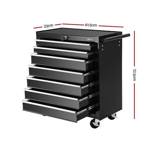 Bostin Life Tool Chest And Trolley Box Cabinet 7 Drawers Cart Garage Storage Black Tools >