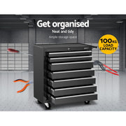 Bostin Life Tool Chest And Trolley Box Cabinet 7 Drawers Cart Garage Storage Black Tools >