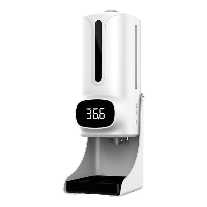 K9 Pro Plus Handsfree Non-contact Body Thermometer + 1000ml Automatic Non-contact Liquid Soap Dispenser with High Temperature Alarm