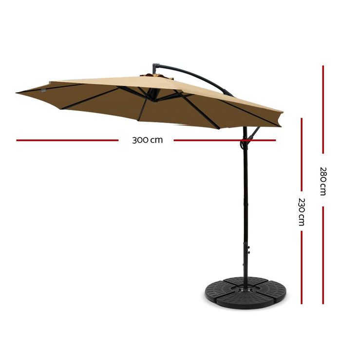Bostin Life Instahut 3M Umbrella With 48X48Cm Base Outdoor Umbrellas Cantilever Sun Beach Garden
