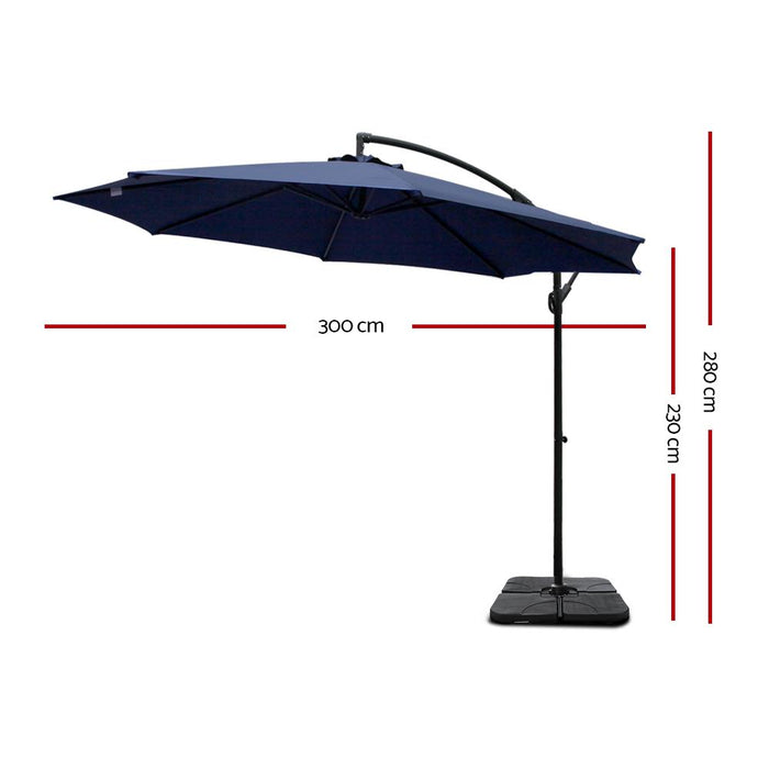 Bostin Life Instahut 3M Umbrella With 50X50Cm Base Outdoor Umbrellas Cantilever Sun Stand Uv Garden