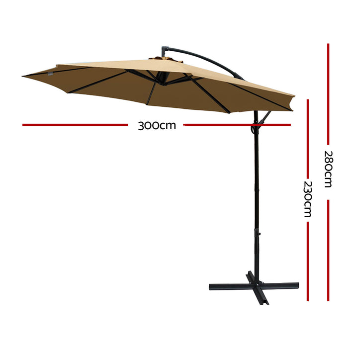 3M Cantilevered Outdoor Umbrella - Beige
