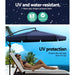 Instahut 3M Umbrella With 48X48Cm Base Outdoor Umbrellas Cantilever Sun Beach Uv Navy Home & Garden
