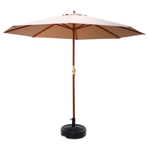 Bostin Life Instahut Outdoor Umbrella Pole Umbrellas 3M With Base Garden Stand Deck Beige