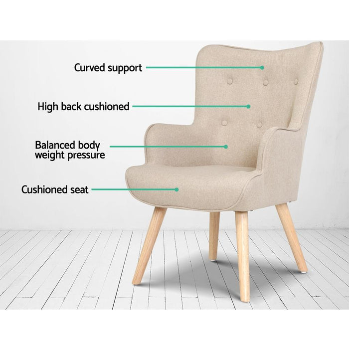 Bostin Life Fabric Accent Armchair Lounge Chair And Ottoman - Beige Furniture > Living Room