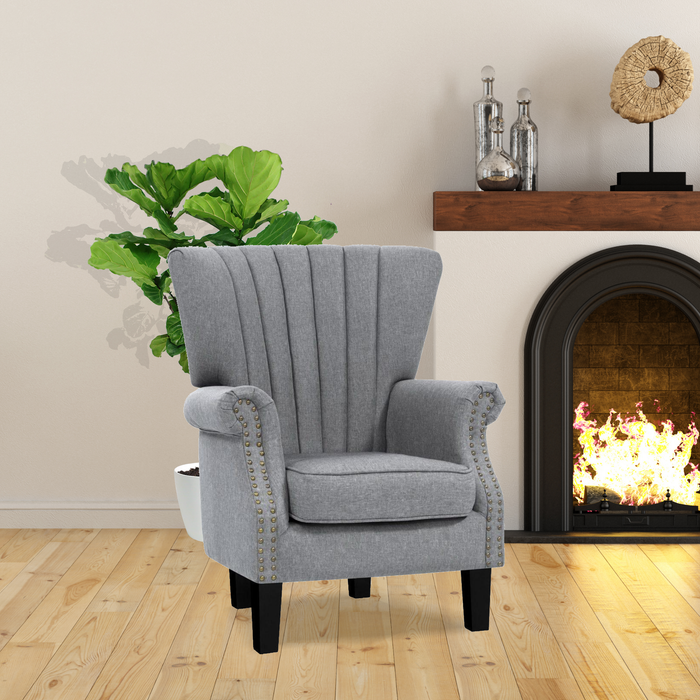 Upholstered Fabric Armchair Accent Tub Chairs - Grey