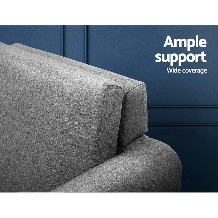 Bostin Life Lounge Chair Armchair With Ottoman Tub Accent Sofa Linen Fabric Grey Dropshipzone