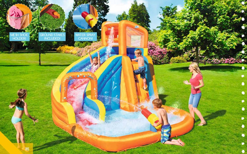 Inflatable Kids Jumping Castle Hurricane Tunnel Blast Water Slide Mega Playground Pool
