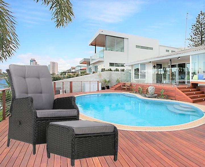 Bostin Life Recliner Chair Sun Lounge Setting Outdoor Furniture Patio Wicker Sofa Dropshipzone