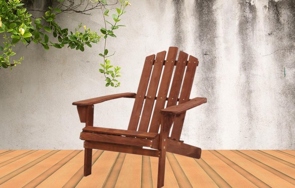 Bostin Life Outdoor Sun Lounge Beach Chairs Table Setting Wooden Adirondack Patio Brown Chair