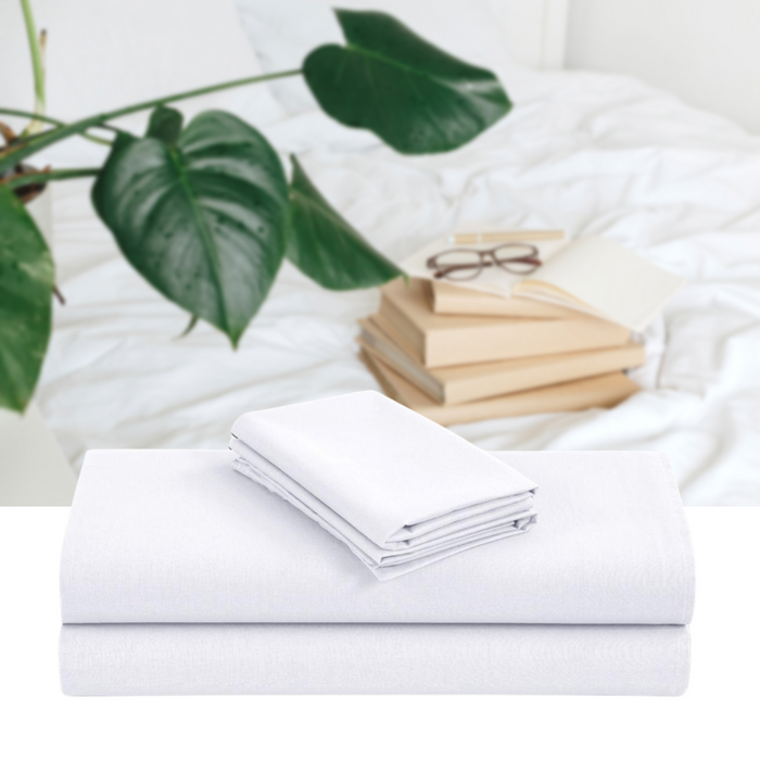Linen 1200TC Organic Cotton Sheet Sets - King Size White