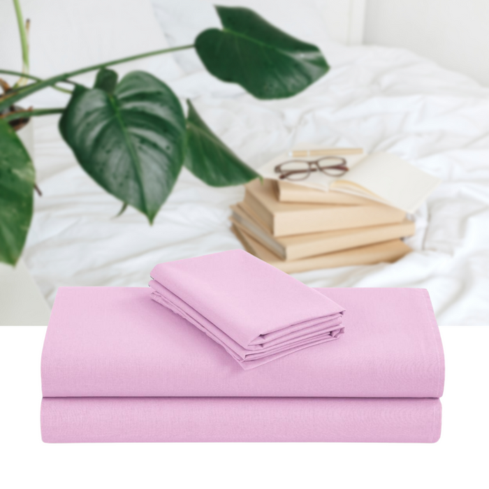Linen 1200TC Organic Cotton Sheet Sets - Double Size Pink