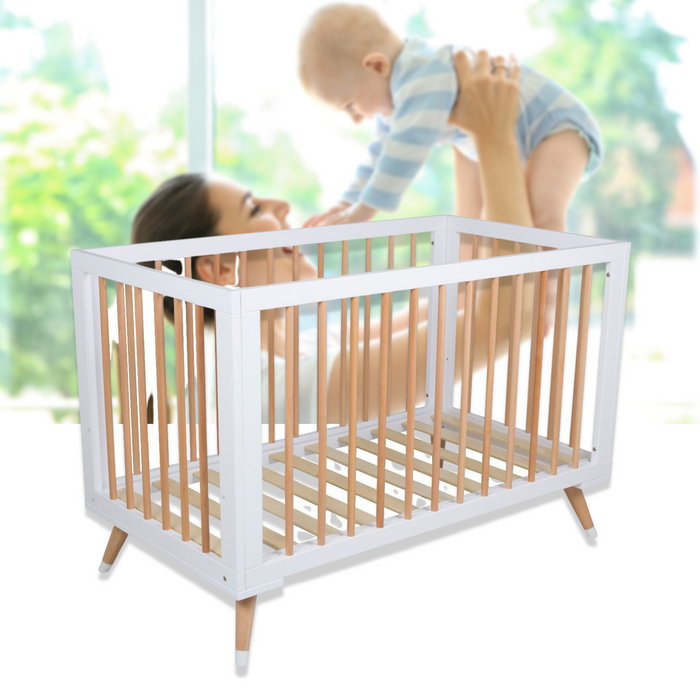 Scandinavian Inspired Baby Cot - Natural