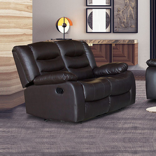 Pu Leather Recliner 2 Seat Sofa - Brown