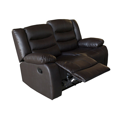 Pu Leather Recliner 2 Seat Sofa - Brown