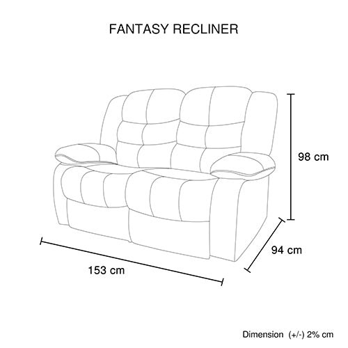 Pu Leather Recliner 2 Seat Sofa - Brown