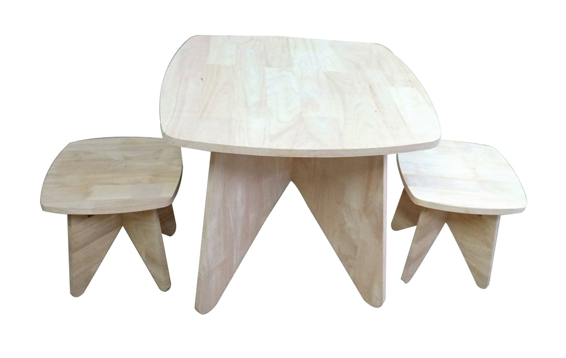 Natural Wood Retro Style Kids Table and Stool Set