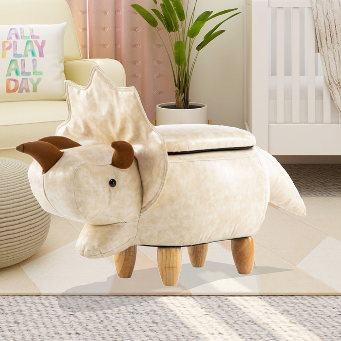Bostin Life Ottoman Storage With Wooden Footrest - Ben Beige Triceratops Baby & Kids > Furniture