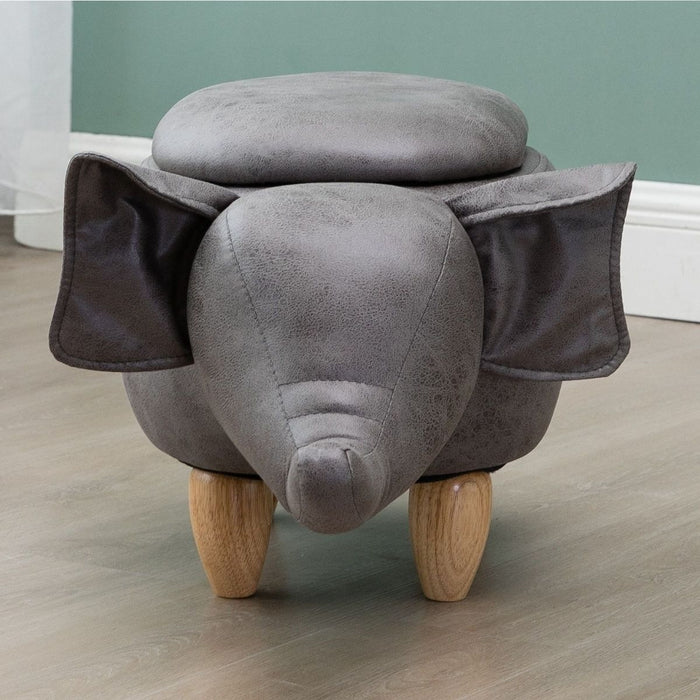 Bostin Life Ottoman Storage With Wooden Footrest - Elle Ash Grey Elephant Baby & Kids > Furniture