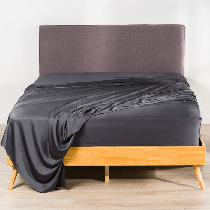 100% Organic Bamboo Fitted Sheet Set King Single Size Charcoal