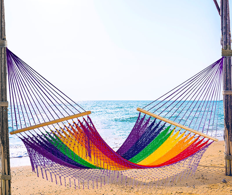 Bostin Life Resort Style Fringed King Size Hammock - Rainbow Home & Garden > Outdoor Living