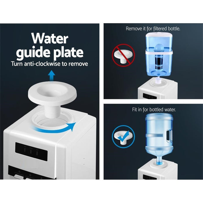 Three Tap 22L Bench Top Water Purifier Cooler Filtered Dispenser