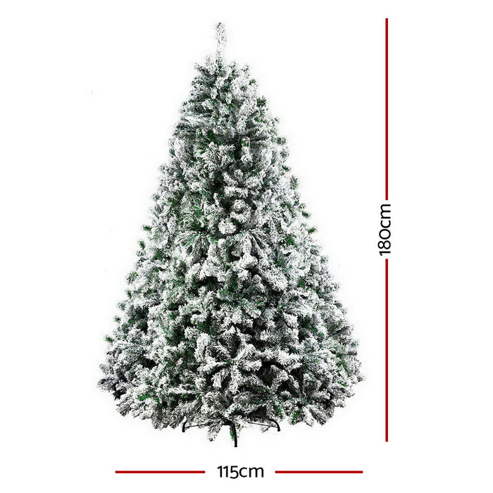 6FT 758 Tips Snowy Christmas Tree - Snowy Green