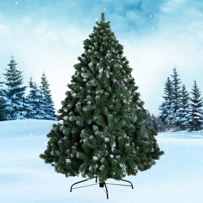 7FT 1250 Tips Snowy Christmas Tree - Snowy Green