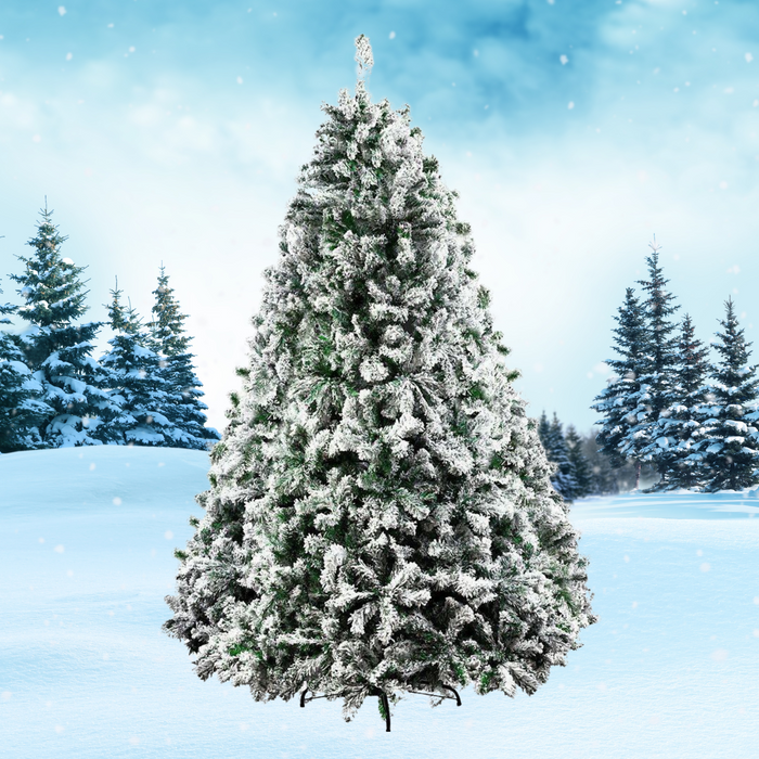 7FT 1106 Tips Snowy Christmas Tree - Snowy Green