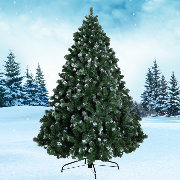 7FT 1250 Tips Snowy Christmas Tree - Snowy Green