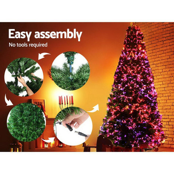 Bostin Loife Jingle Jollys 1.8M 6Ft Led Christmas Tree Optic Fibre Xmas Multi Colour Lights