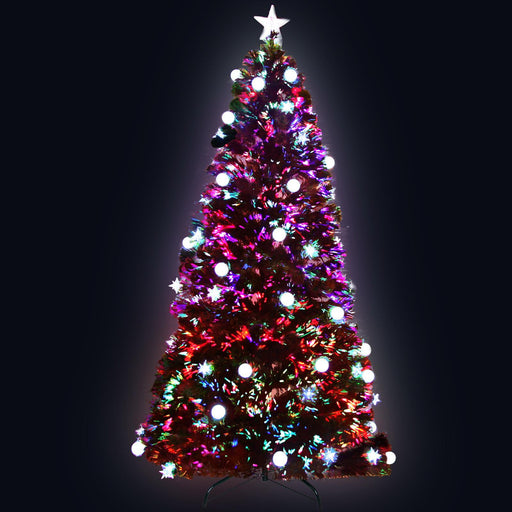 Bostin Life Jingle Jollys 2.1M 7Ft Led Christmas Tree Optic Fiber Xmas Multi Colour Lights Occasions