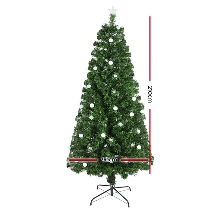 Bostin Life Jingle Jollys 2.1M 7Ft Led Christmas Tree Optic Fiber Xmas Multi Colour Lights Occasions