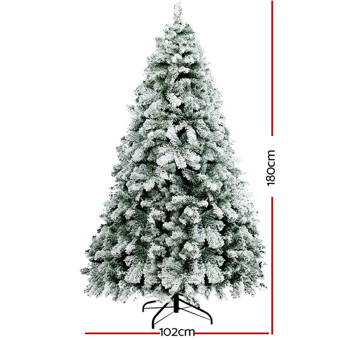 6FT 520 Tips Snowy Christmas Tree - Snowy Green