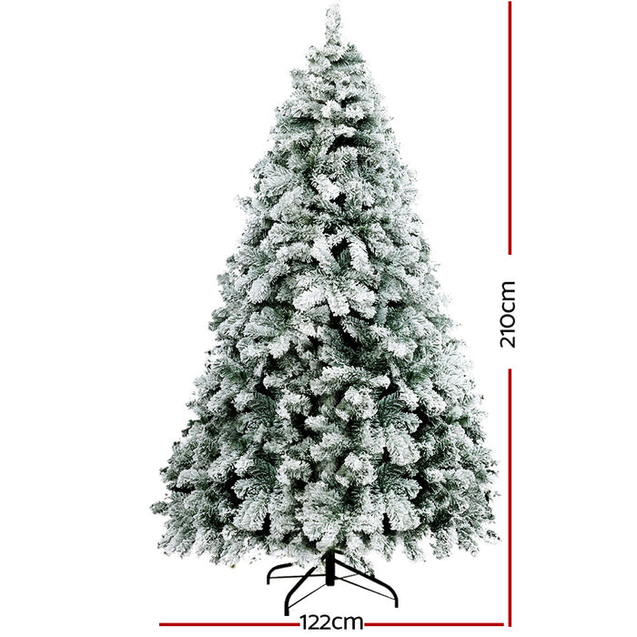 7FT 859 Tips Snowy Christmas Tree - Snowy Green