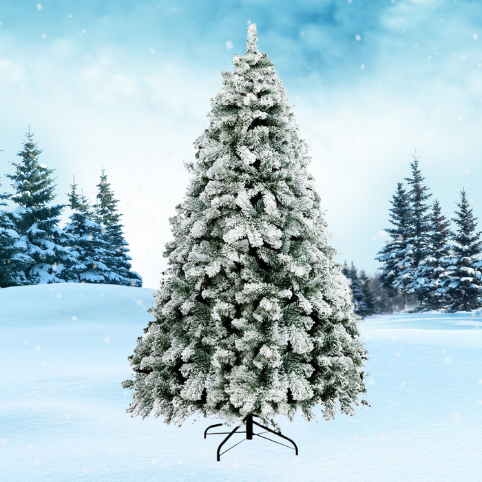 7FT 859 Tips Snowy Christmas Tree - Snowy Green