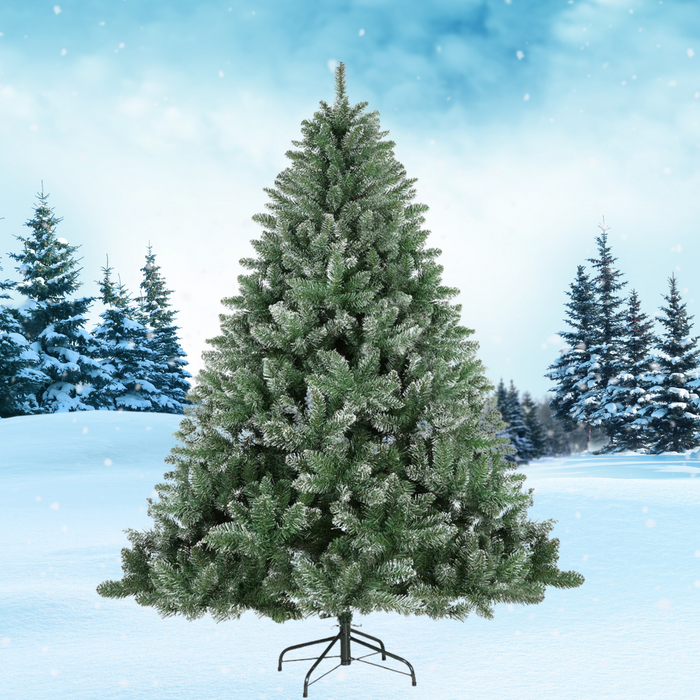 7FT 1000 Tips Snowy Christmas Tree - Snowy Green