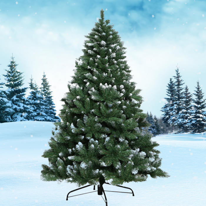 7FT 1000 Tips Snowy Christmas Tree - Snowy Green