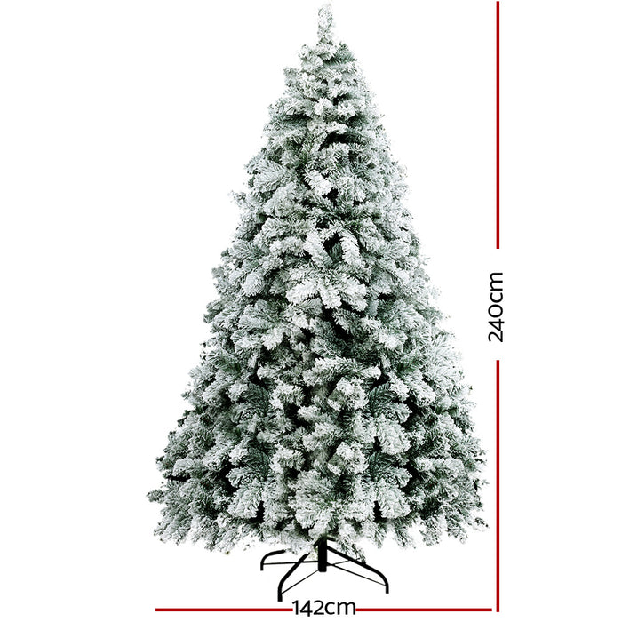 8FT 1291 Tips Snowy Christmas Tree - Snowy Green