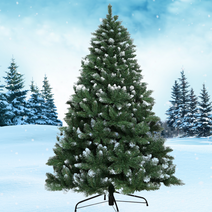 8FT 1400 Tips Snowy Christmas Tree - Snowy Green