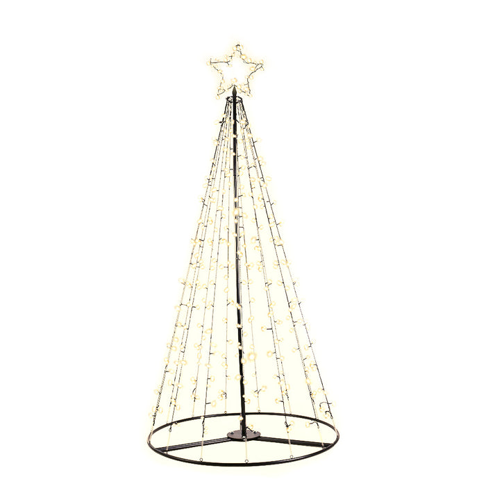 2.1M LED Metal Frame Christmas Tree Shape Solar Lights - Warm White